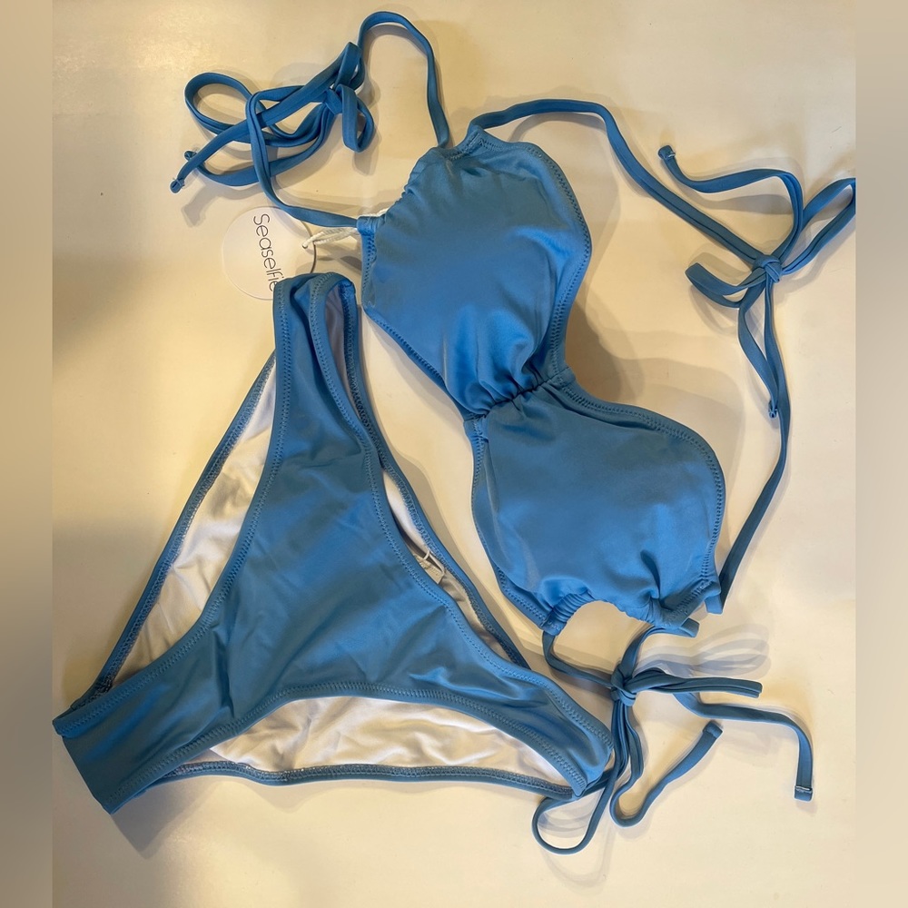 Seaselfie gorgeous sky blue women bikini swimwear set.